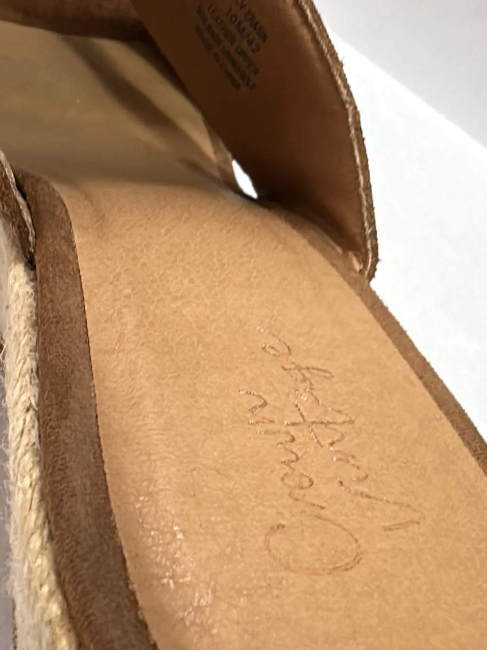Crown Tan Suede Espadrille Platform Wedge Size 10